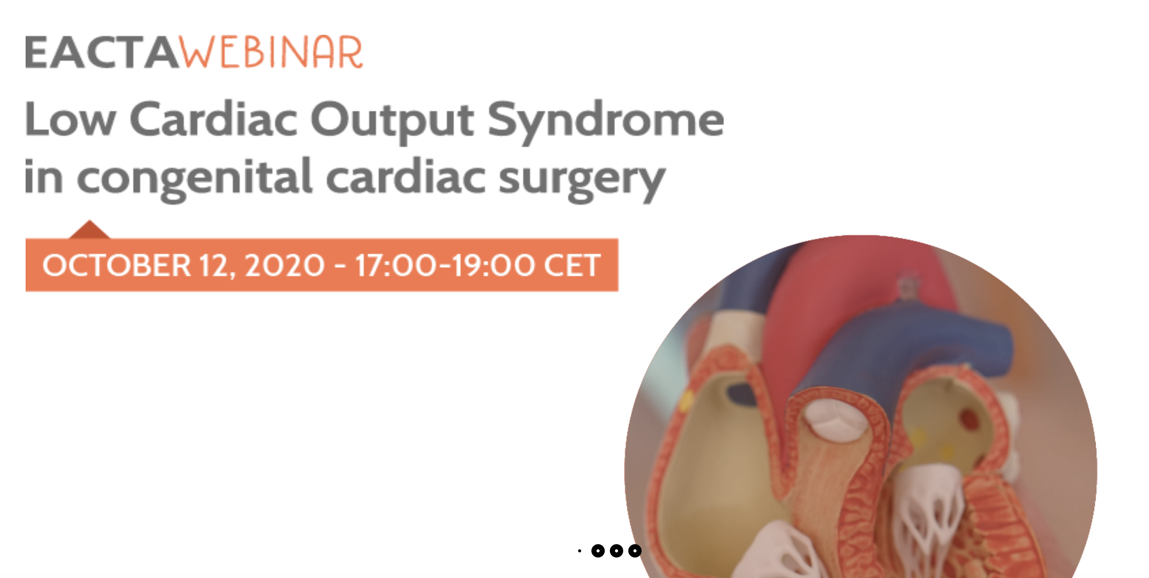 Webinar EACTA le 12 octobre : Syndrome de bas débit cardiaque en chirurgie cardiaque congénitale